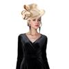 Vobumix Elegant Church Hat Satin Derby Hat Afternoon Tea Headwear for Women Ladies Wedding Tea Party Accessories Gold view 3