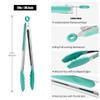 Doosu Kitchen Tongs for Cooking - 600F Heat Resistant Food Tong with Non-Scratch Silicone Tips, Heavy Duty Stainless Steel Locking Tong for BBQ, Grilling Steak, Serving Salad, Pasta (12in, Aqua Sky) view 2