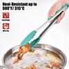 Doosu Kitchen Tongs for Cooking - 600F Heat Resistant Food Tong with Non-Scratch Silicone Tips, Heavy Duty Stainless Steel Locking Tong for BBQ, Grilling Steak, Serving Salad, Pasta (12in, Aqua Sky) view 3
