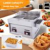 Naturalpowev Deep Fat Fryer, Fryers Double-Cylinder Gas Deep Fryer with 10Lx2 Basket & Lid, Adjustable Temperature Control 150-190C, for Fried Chicken, Chips & More view 2