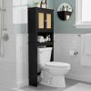 GORZING Over The Toilet Storage Cabinet, Behind Toilet Bathroom Organizer with Adjustable Shelves, Above Toilet Organizers with Barn Door, Space Saver for Restroom, Bathroom, Laundry view 1