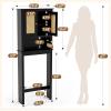 GORZING Over The Toilet Storage Cabinet, Behind Toilet Bathroom Organizer with Adjustable Shelves, Above Toilet Organizers with Barn Door, Space Saver for Restroom, Bathroom, Laundry view 2