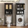 GORZING Over The Toilet Storage Cabinet, Behind Toilet Bathroom Organizer with Adjustable Shelves, Above Toilet Organizers with Barn Door, Space Saver for Restroom, Bathroom, Laundry view 3
