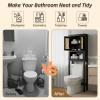 GORZING Over The Toilet Storage Cabinet, Behind Toilet Bathroom Organizer with Adjustable Shelves, Above Toilet Organizers with Barn Door, Space Saver for Restroom, Bathroom, Laundry view 4
