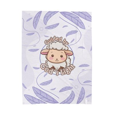 Christian Blanket 60x80 - Guided by God's Light | Cozy Lamb Throw for Adults & Nursery | Religious Gift & Home Decor.