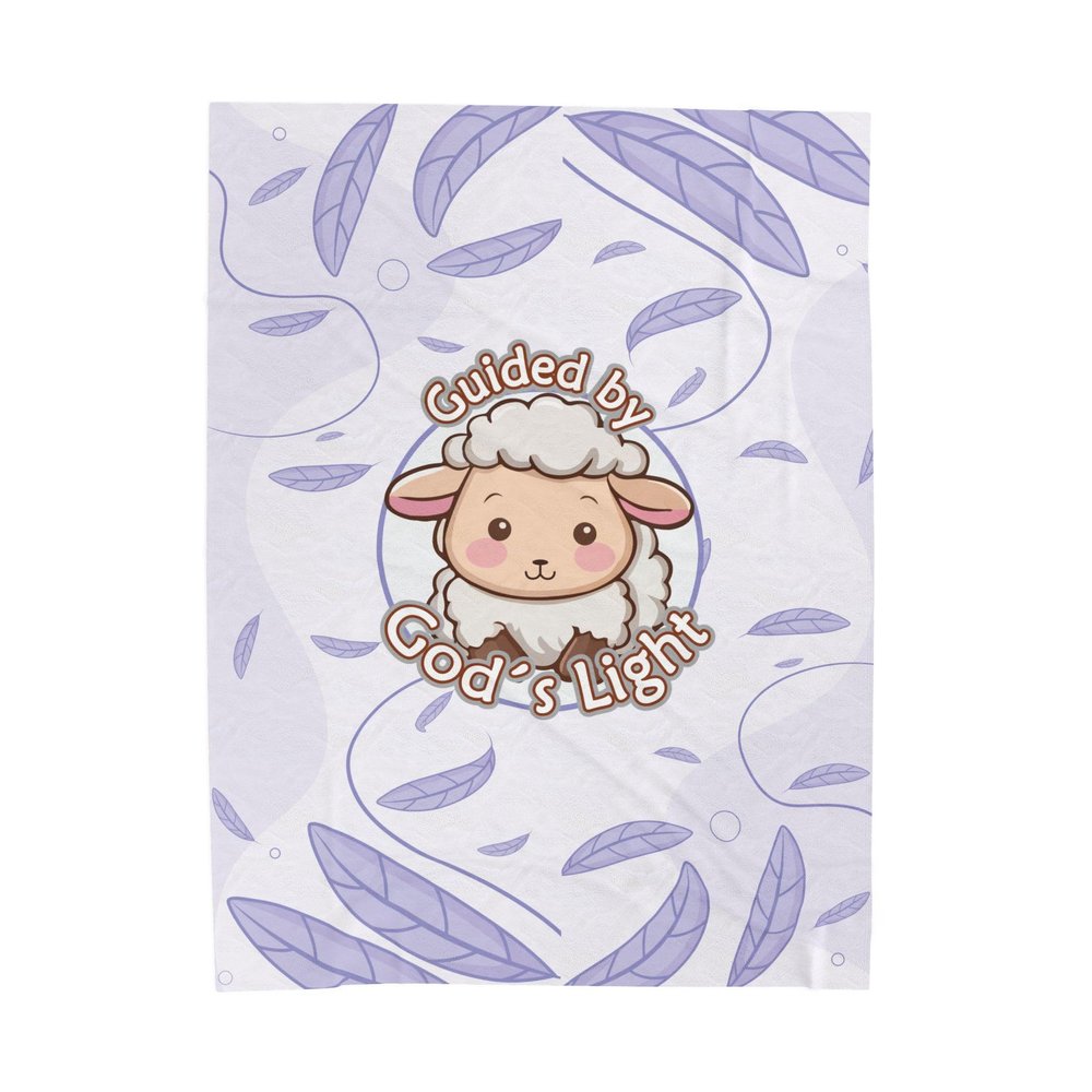 Christian Blanket 60x80 - Guided by God's Light | Cozy Lamb Throw for Adults & Nursery | Religious Gift & Home Decor.