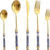 90 Pieces Utensil Set,18/8 stainless steel set for 18,Flatware set Blue and White Palace, Fine Silverware set and Dishwasher Safe, tableware set for wedding banquet home hotel party use view 1