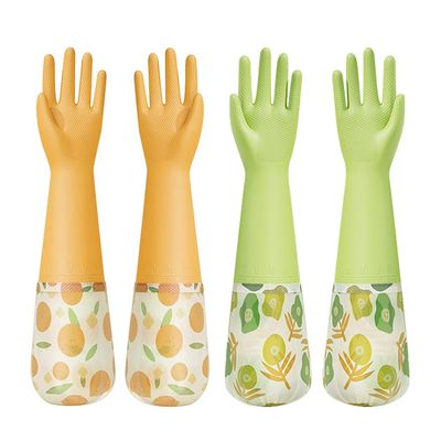 QLFJ-FurDec 2 Pairs Rubber Dishwashing Cleaning Gloves, Reusable Latex Free