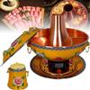 32/34/36cm Pure Copper China Chafing Dishes(Electric/Carbon Dual Purpose), Double-Boiled Hot Pot (Satisfying 2 Tastes), 360 Circulation Heating, Easy to Clean (Yellow 32cm) view 1