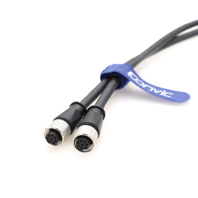 Eonvic M12 8 Pin Double Female Sensor Extension Cable A-Coded Power IO Wire for Automation Robotics Machinery Industrial Sensors
