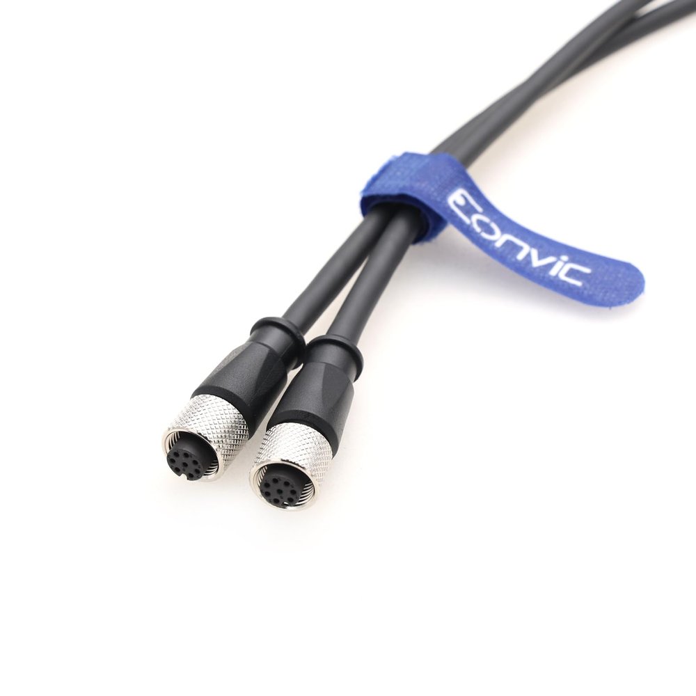 Eonvic M12 8 Pin Double Female Sensor Extension Cable A-Coded Power IO Wire for Automation Robotics Machinery Industrial Sensors