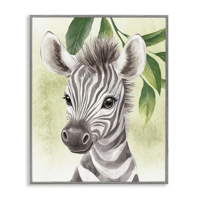 Stupell Industries Jungle Friends Baby Zebra Gray Framed Giclee Art Design by Christine Simpson Art, 11 x 14