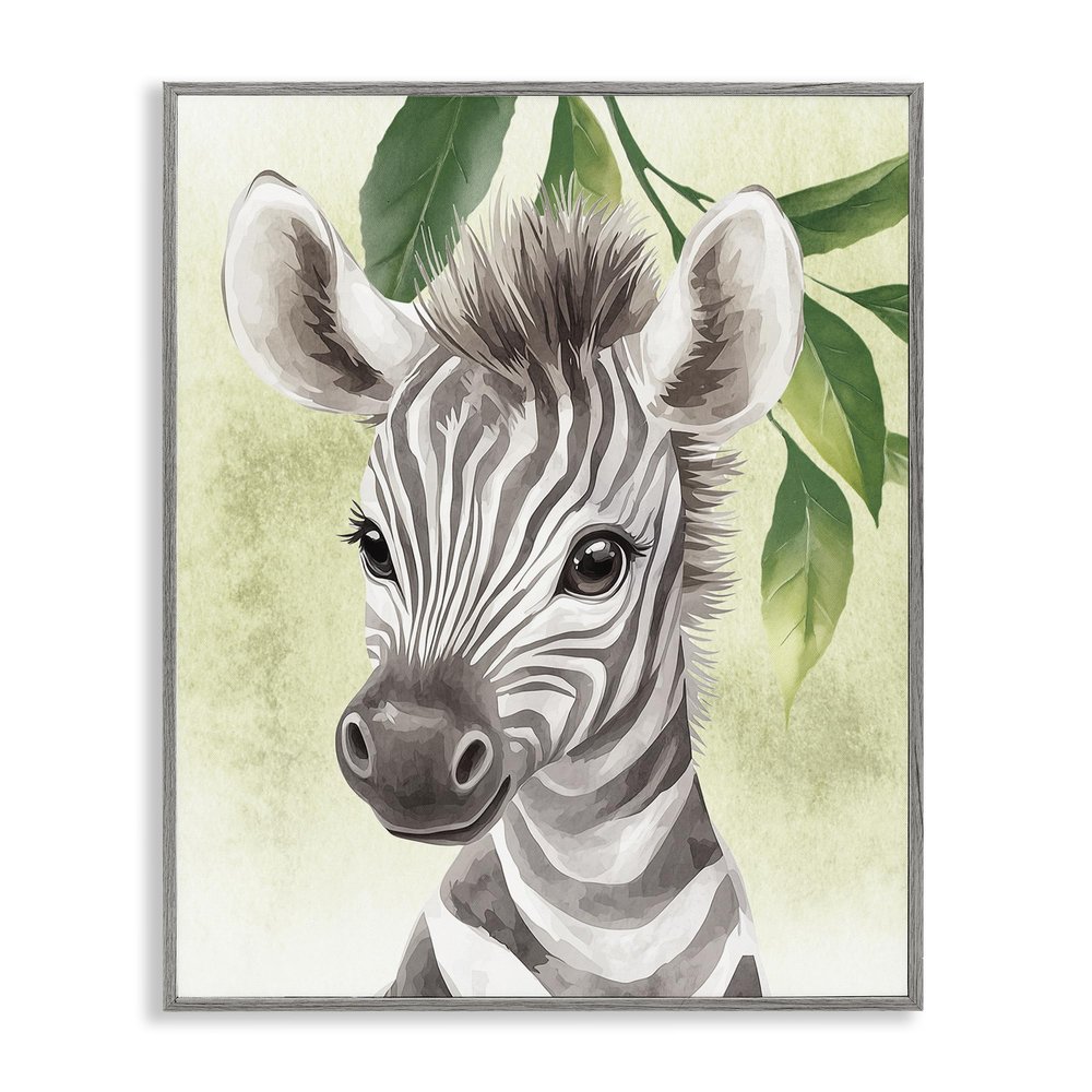 Stupell Industries Jungle Friends Baby Zebra Gray Framed Giclee Art Design by Christine Simpson Art, 11 x 14