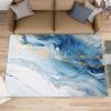 Blue Gold Marble Rugs for Children's Room3x5 Entryway Rug - White Marble Rugs for Bedroom, Nordic Light Luxury Area Rugs for Living Room, 3D Print Carpet, Washable Carpet - Home Decor Floor Mat view 1