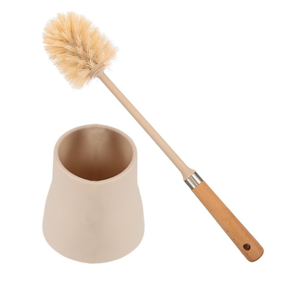 LOUYENOUS Long Handle Toilet Bowl Brush Commercial Set Holder Brushed Nickel for Bathroom Cleaning