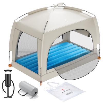 QPAU Inflatable Kids Air Mattress with Tent, Portable Design, Ages 3+