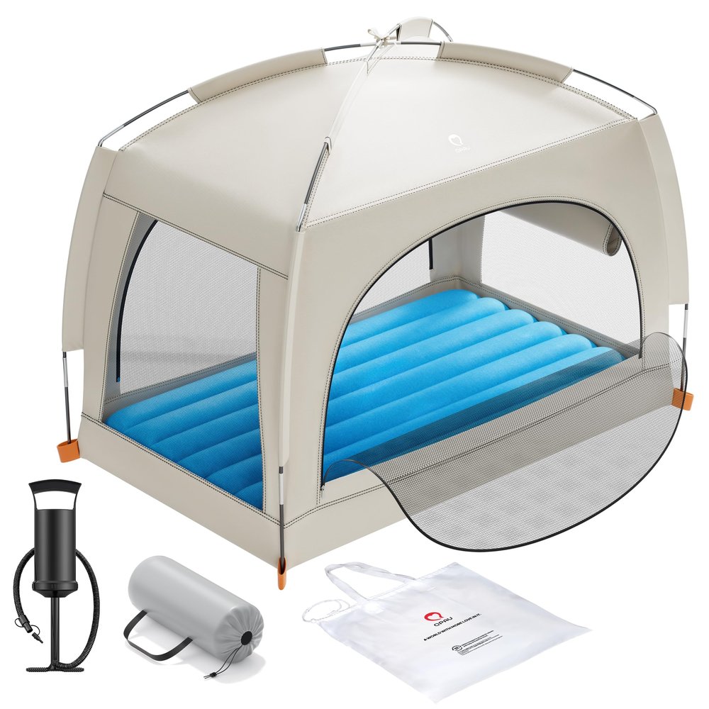 QPAU Inflatable Kids Air Mattress with Tent, Portable Design, Ages 3+