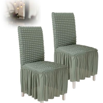 Tedkoo Dining Room Chair Covers Set of 2, Stretch Dining Chair Slipcovers with Skirt, Washable Parsons Chair Slipcover, 18.1" D X 18.1" W X 23.6" H(Green)