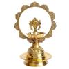 SATVIK 7-7.5 INCH Embossed Shankh Morkiran Brass Diya for Puja & Home Decor | Traditional Handcrafted Oil Lamp | Antique Finish l Festive Gift for Mandir & Diwali Pooja view 1