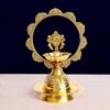 SATVIK 7-7.5 INCH Embossed Shankh Morkiran Brass Diya for Puja & Home Decor | Traditional Handcrafted Oil Lamp | Antique Finish l Festive Gift for Mandir & Diwali Pooja view 2