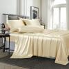 Olympic Queen Size 4-Piece Sheet Set 30 Momme Mulberry Silk Bed Sheets Set Fits 6-9" Deep Pocket - Celebration Comfort Collection (Solid, Beige) view 2