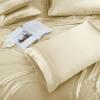 Olympic Queen Size 4-Piece Sheet Set 30 Momme Mulberry Silk Bed Sheets Set Fits 6-9" Deep Pocket - Celebration Comfort Collection (Solid, Beige) view 3