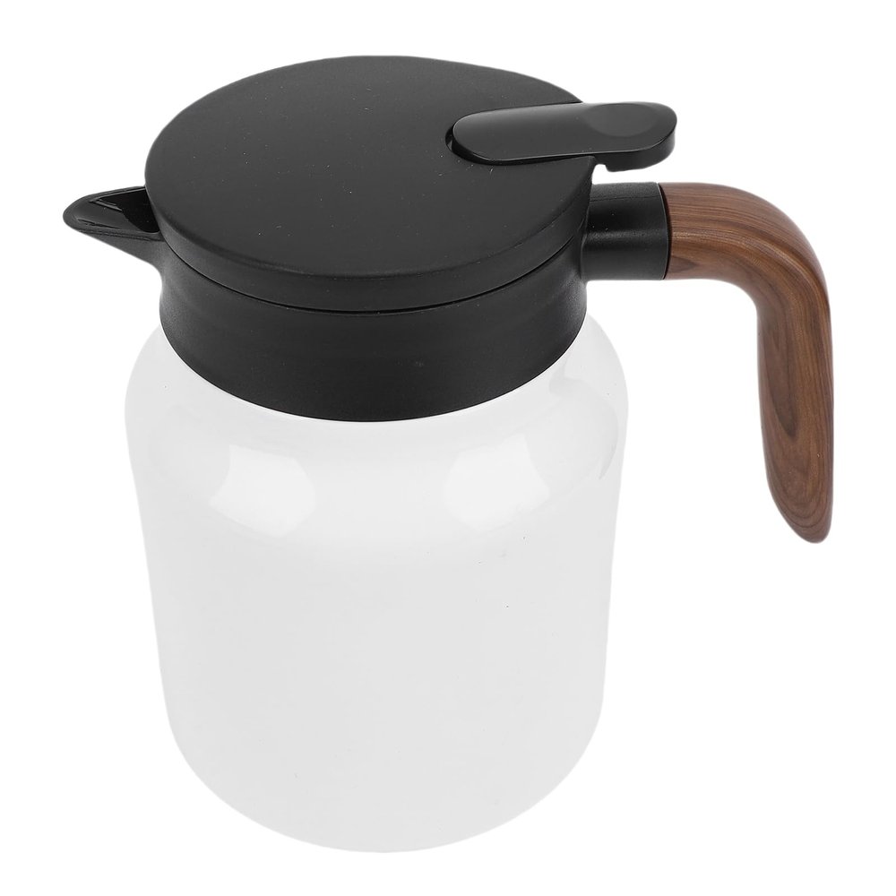 1000ml Vacuum Insulated Tea Pot with Filter, Food Grade Stainless Steel Coffee Pot with Fine Mesh Strainer, Leakproof Lid and Ergonomic Handle, Keep Beverage Hot 6 Hour (White)