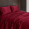 Cottin Design Den Olympic Queen Size 4-Piece Sheet Set 25 Momme Exclusive Mulberry Silk Bed Set Fits 6-9" Deep Pocket Mulberry Silk Sheet Set (Solid, Burgundy) view 3