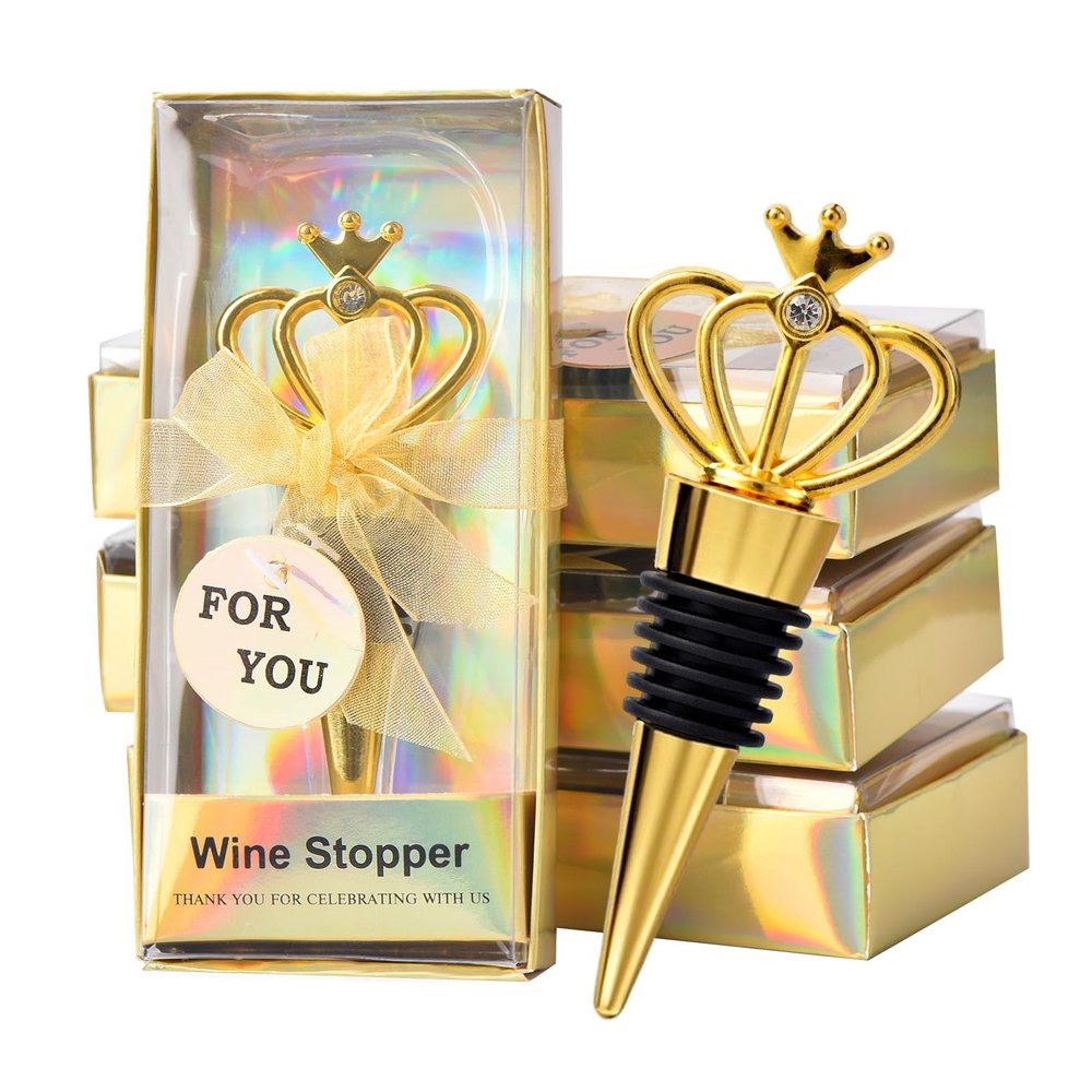 30PCS Crown Wine Stoppers for Wedding Favors Bridal Shower Party Gifts for Guests Souvenir Decorations Keepsakes for Guests
