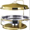 RJYYYDS 9L Round Stainless Steel Chafing Dish, Full Size Buffet rs and Food Warmers with Food Pan, Fuel Holders & Lid for Party Catering,Gold view 1