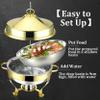 RJYYYDS 9L Round Stainless Steel Chafing Dish, Full Size Buffet rs and Food Warmers with Food Pan, Fuel Holders & Lid for Party Catering,Gold view 2