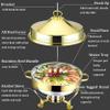 RJYYYDS 9L Round Stainless Steel Chafing Dish, Full Size Buffet rs and Food Warmers with Food Pan, Fuel Holders & Lid for Party Catering,Gold view 3
