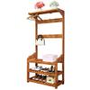 Entryway Coat Rack Bench, 3-in-1 Hall Tree with Storage Benches and Hooks, Multifunction Coat Tree with 2-Tier Shoe Rack,Lots of Storage Space,170x35x70cm Vintage Brown view 1