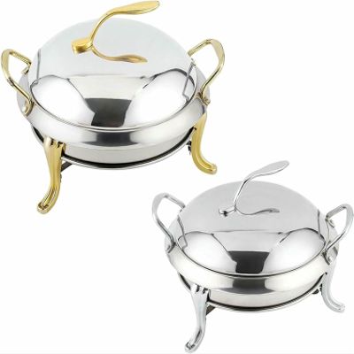 RJYYYDS Chafing Dish Set of 2 Stainless Steel Round Buffet for Catering Party Wedding Dinner Serving Full Size Buffet Warmer with Pans and Fuel Holders~/,C