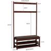 Hall Tree Solid Wood Coat Rack Stand Shoe Bench for Entryway 3-in-1 Storage Organizer for Mudroom Hallway with 2-Tier Shoe Rack and Hooks Easy Assembly Extra Strong & Durable view 2