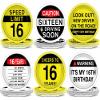 60Pcs 7 Inch 16th Birthday Paper Plates 16 Year Old Party Decorations Happy 16th Disposable Dinner Plates Warning Signs Party Tableware Cheers to 16 Years for Boys Teens Birthday Supplies view 1