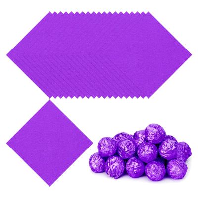 PATIKIL Foil Candy Wrappers 3.5x3.5 Inch, 100 Pcs Square Orange Pattern Aluminium Foil Candy Wrapping Paper for DIY Chocolate Candies Packaging Decoration, Purple