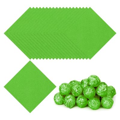 PATIKIL Foil Candy Wrappers 3.5x3.5 Inch, 100 Pcs Square Orange Pattern Aluminium Foil Candy Wrapping Paper for DIY Chocolate Candies Packaging Decoration, Green