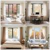 2 Pack Antique White Wood Curtain Rod, Decorative Heavy Duty Curtain Rods for Windows 30 to 56 Inch, Adjustable Rustic Farmhouse 1'' Metal Drapery Pole with Modern Faux Wood Grain Finials view 2