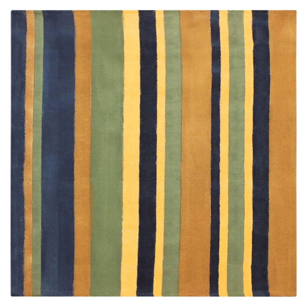 Kilim Area Rug 6x8 Hand Block Printed Cotton Dhurrie Black Multicolor Striped Design Hand Surface Wash 0.19" Thick Handmade Boho Indoor Outdoor Use Flatweave Rugs for Living Room,Bedroom,Dining Room