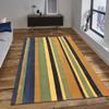 Kilim Area Rug 6x8 Hand Block Printed Cotton Dhurrie Black Multicolor Striped Design Hand Surface Wash 0.19" Thick Handmade Boho Indoor Outdoor Use Flatweave Rugs for Living Room,Bedroom,Dining Room view 2