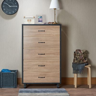 Stylish Oak Color Weathered Cabinet for Bedroom Living Room
