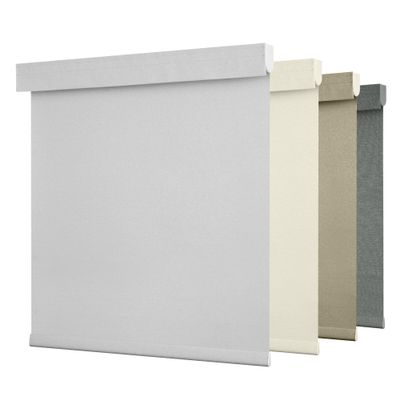 HOTSOON Blackout Roller Shades Cordless Blinds for Windows, Free-Stop Shades with Fabric Valance, Thermal Insulated Linen Fabric, UV Protection, Easy Install Roller Blinds, White, 17" W x 60" H