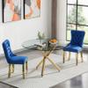 43'' Modern Round Dining Table Set with 2 Chairs, Modern Gold Glass Dining Room Table Set for 2, Glass Round Kitchen Table and Chair Set for 2, 3-Piece Dinner Furniture Set for Apartment view 1