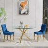 43'' Modern Round Dining Table Set with 2 Chairs, Modern Gold Glass Dining Room Table Set for 2, Glass Round Kitchen Table and Chair Set for 2, 3-Piece Dinner Furniture Set for Apartment view 2