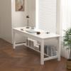 63 Extra Long Desk, Wooden Computer Desk with 2 Drawers and Storage Bookshelf (White) view 4