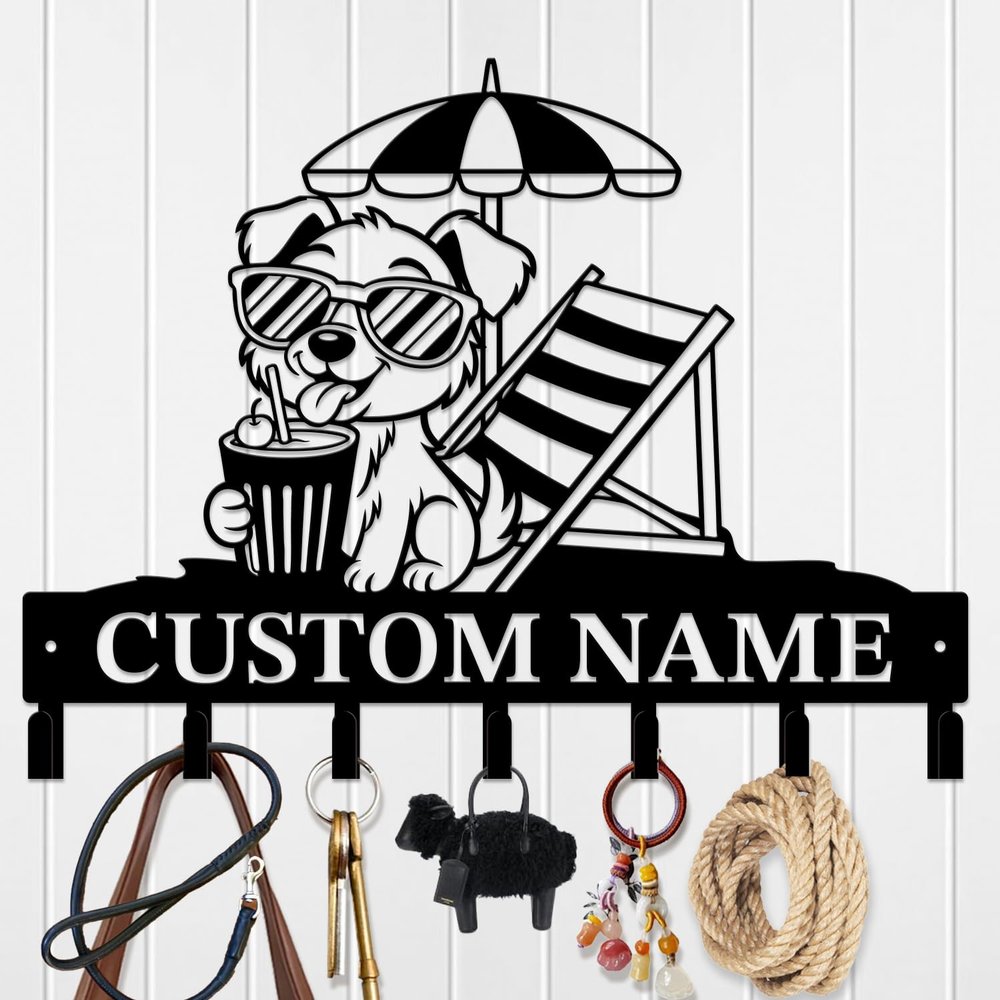 peanut case Custom Name Dog Wall Key Hook | Metal Iron Black Keys Holder Decor | Personalized Gift for Dog Lovers | Durable Pet-Themed Wall Organizer (Style I)