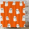 ABONAN Orange Ghost Shower Curtain Cute Spooky Halloween Horror Cartoon Kids Fabric Bathroom Curtain Decor Bath Set with Hooks(67" Wx70 H) view 1