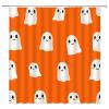ABONAN Orange Ghost Shower Curtain Cute Spooky Halloween Horror Cartoon Kids Fabric Bathroom Curtain Decor Bath Set with Hooks(67" Wx70 H) view 2