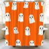 ABONAN Orange Ghost Shower Curtain Cute Spooky Halloween Horror Cartoon Kids Fabric Bathroom Curtain Decor Bath Set with Hooks(67" Wx70 H) view 3